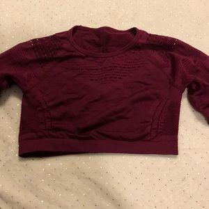 cranberry workout crop top long sleeve